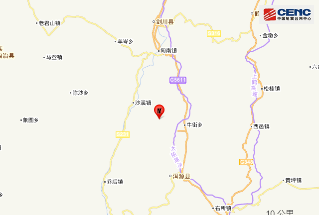 云南大理州洱源县发生3.8级地震