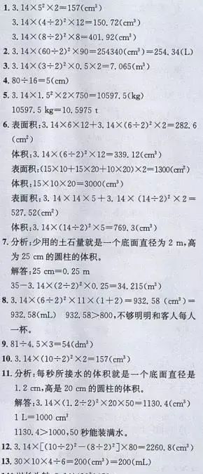 小学人教版六年级下册数学第3章《圆柱的体积》知识点+同步练习