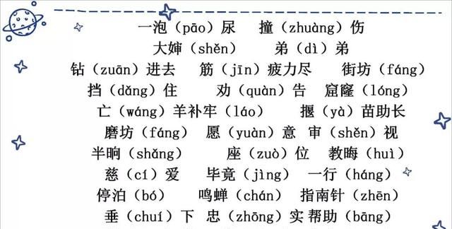 小学二年级语文下册期末字词总复习(易错字词.多音字)