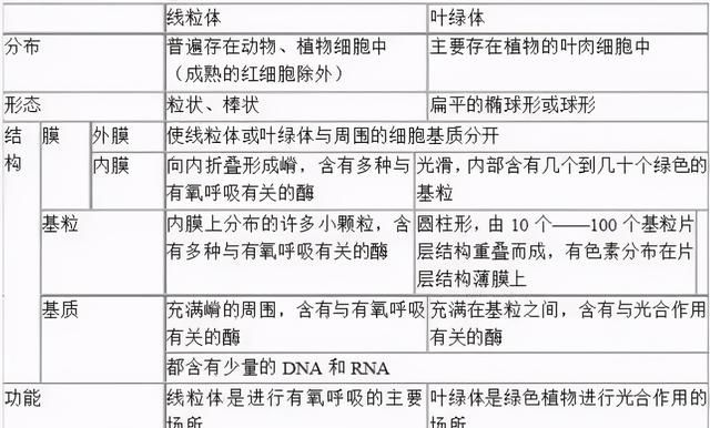 高中生物：40张表理出重要知识点