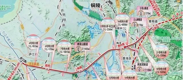 安徽省规划中庐江经枞阳至池州的高铁线路走向